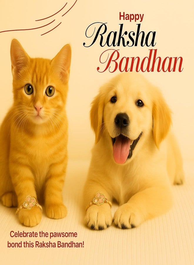 Sage Square Raksha Bandhan Rakhi for Pet Dogs & Cats | Evil Eye Resin Paw Rakhi | Adorable Beaded Thread for Furry Companions (Design 3) - Image 2